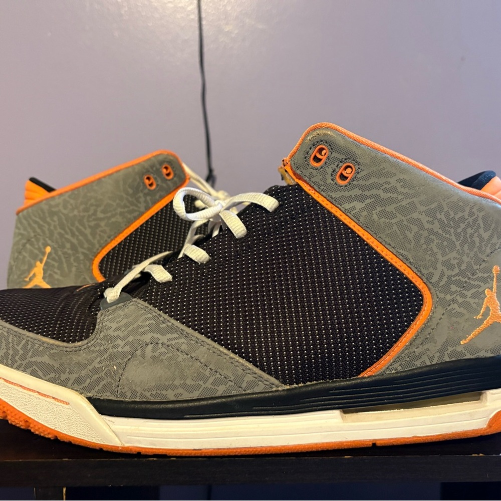 Jordan Men's Gray and Orange Sneakers